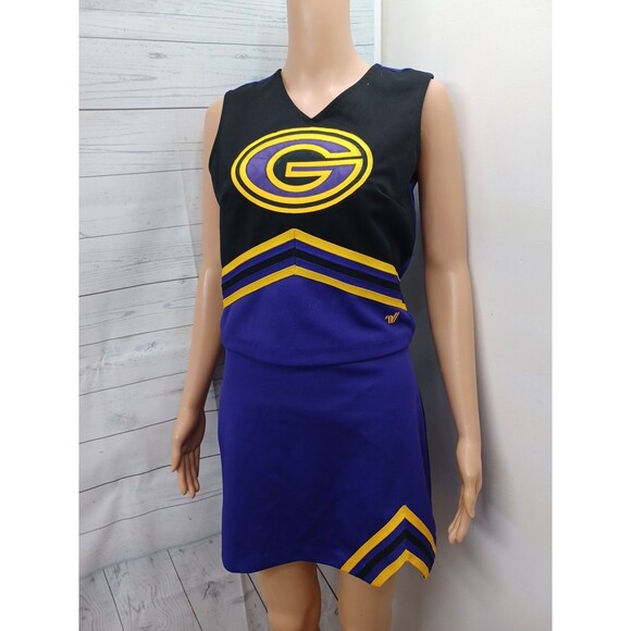 Vtg Varsity Cheerleading Cheerleader Uniform G Gators Purple Yellow Sz 36 - Picture 1 of 10